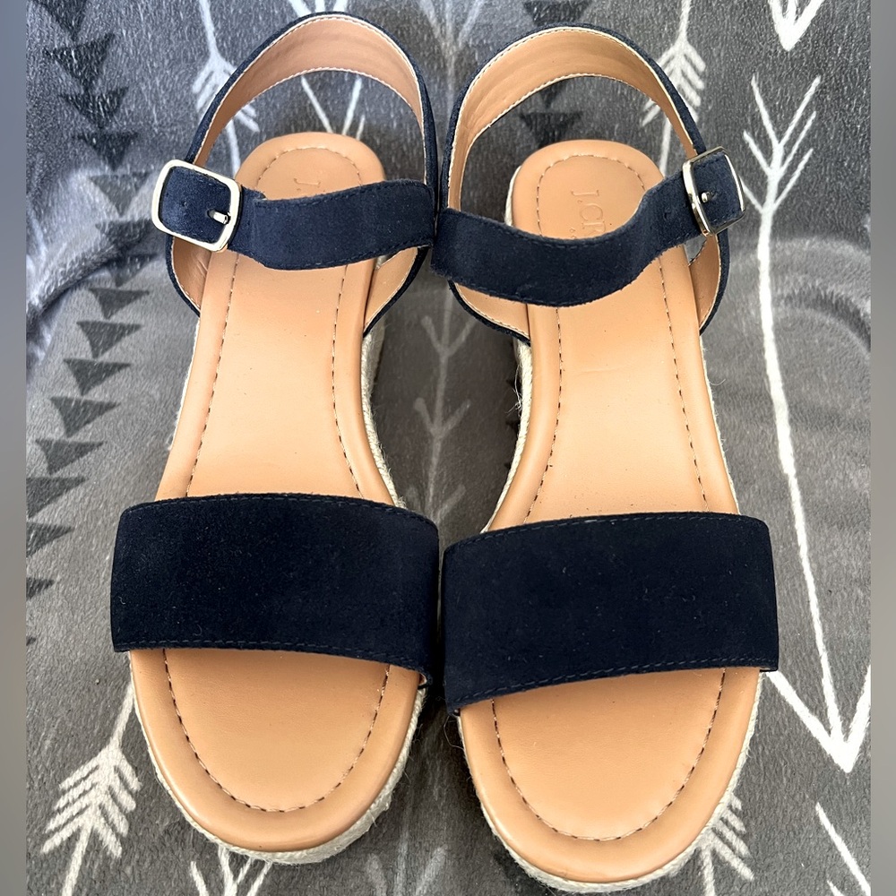 J. Crew Suede Navy Platform Espadrilles Size 8 (NWT)